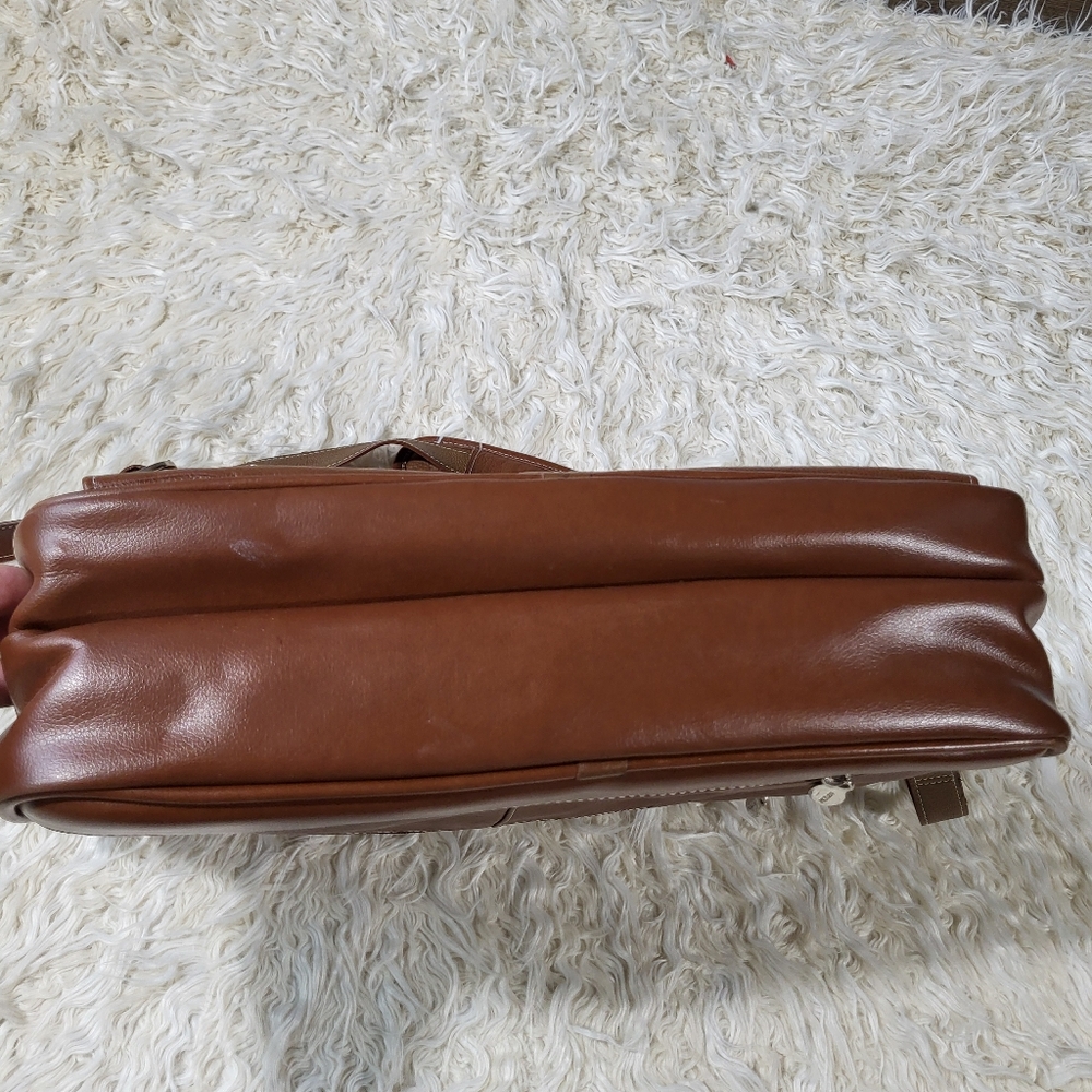 McKlein USA Kenwood 16" Leather Double Compartment Laptop Briefcase - Brown - Picture 6 of 16